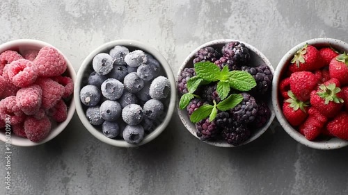 Icy bowls of mixed seasonal berries
