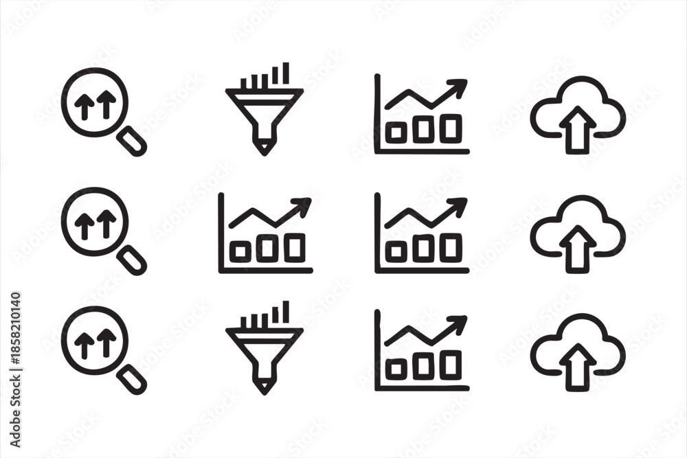 Fototapeta premium Business Analytics Icons for Charts, Metrics and Monitoring
