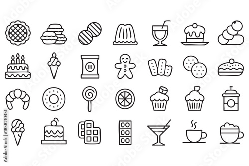 Sweet Food UI Icons for Restaurant Interfaces and Digital Menus