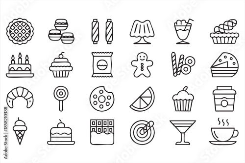 Dessert Icons for Bakery Branding, Labels and Food Interfaces