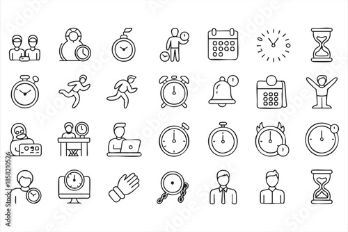 Time Management Icons for Productivity Dashboards and Scheduling Systems