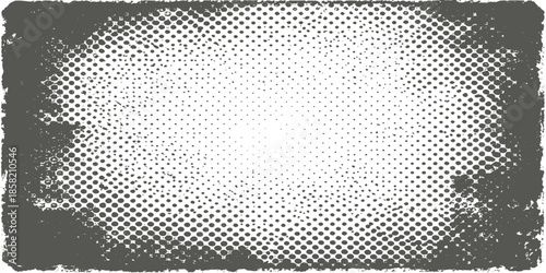 Seamless black metallic wallpaper design featuring an old metal frame and perforated plate with a circular mesh grid pattern and textured chrome steel holes on a silver backdrop