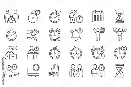 Productivity and Scheduling Icons for Digital Time Management Platforms