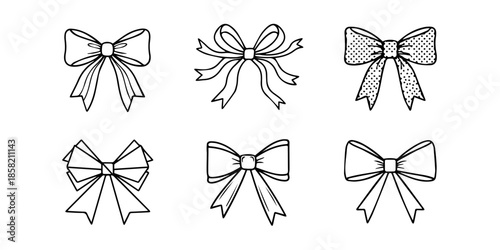 Decorative bow ribbon collection elegant hand drawn vector set