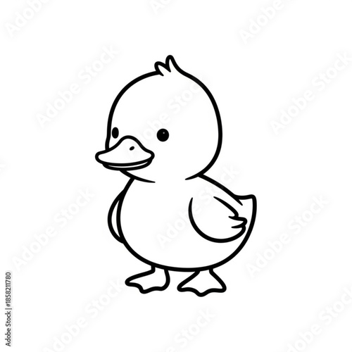 A cute yellow chick character and funny baby duckling illustration featuring a cartoon beak and isolated vector art for Easter
