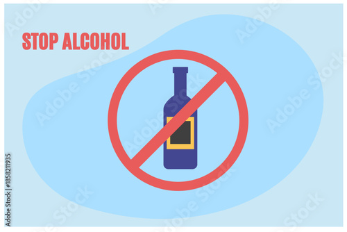 Stop alcolhol concept. Healthy people refuse alcoholic drinks vector illustration