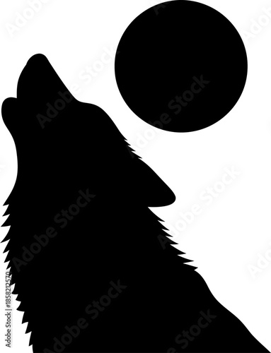 Silhouette of a Wolf Howling at the Full Moon Mysterious Night Creature Illustration forest animal