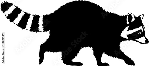 Raccoon Silhouette Walking Vector Illustration Graphic Design Element for Nature and Wildlife Themes forest animal