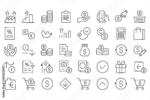Money and Payment Icons for Financial Reporting Systems