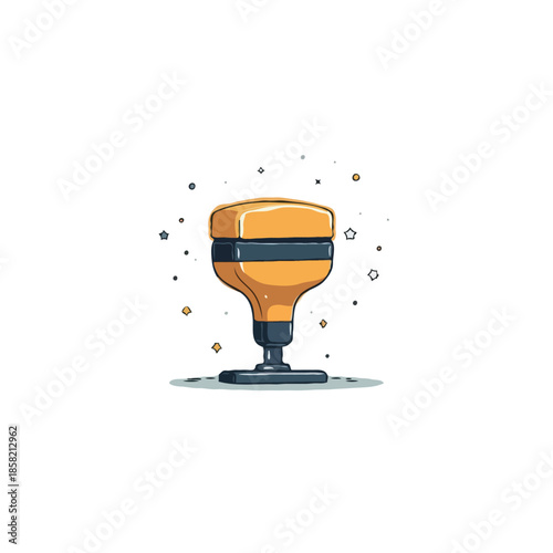 Stylized futuristic yellow goblet illustration with floating sparkles creating an alluring and