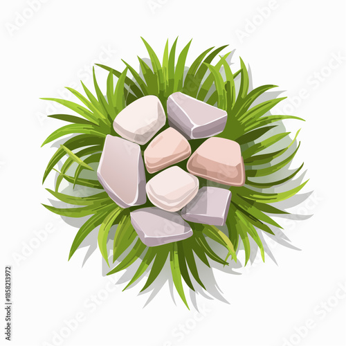 Top view rocks and grass artwork high resolution picture