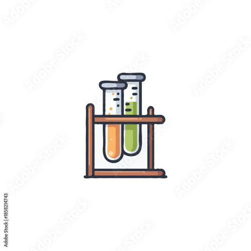 Laboratory equipment illustration showcasing two test tubes filled with colorful liquid substances