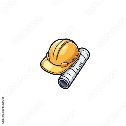 Planning construction with safety first: detailed architectural plans and vibrant protective