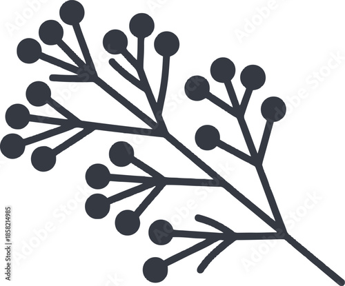 Minimalist Vector Graphic of a Stylized Branch with Round Nodes and Simple Lines