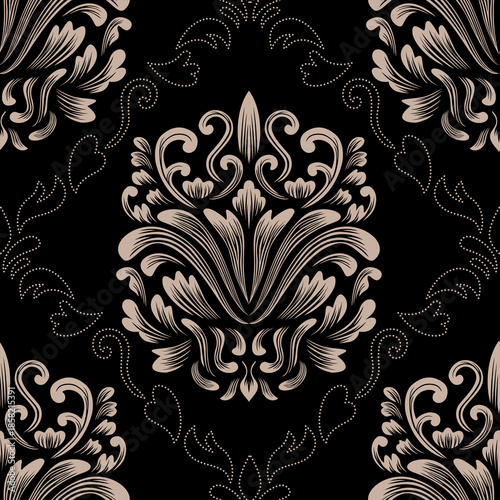 Damask seamless repeat element pattern. Beautiful luxury vintage floral damask vector illustration. Design for wallpaper, decorative, texture, textile, ornament, wrapping, shirts, clothing