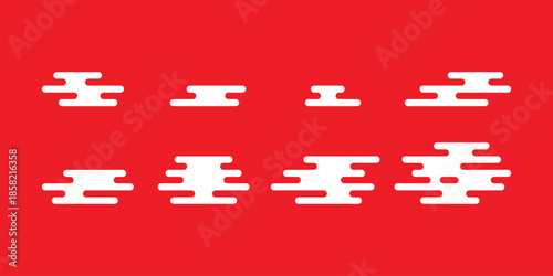 cloud cartoon icon japanese chinese new year pattern rain logo symbol sky fluffy vector doodle illustration graphic design simply red