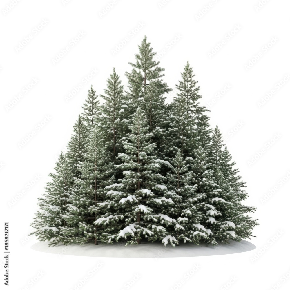Obraz premium Snowy pine trees in winter landscape