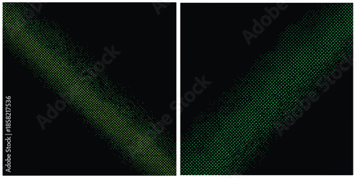 Abstract halftone gradient made of green square pixels, background 
