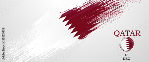 Flag of Qatar country. Happy Independence day of Qatar background with grunge brush flag illustration