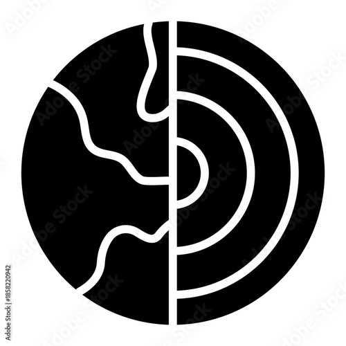 earth layer glyph icon. planet internal structure. Geological compisition