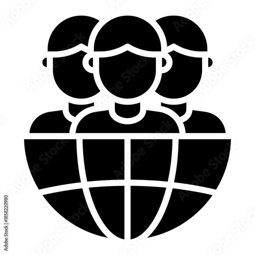 worldwide user glyph icon. global people community. Communication and social