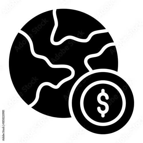 global financial glyph icon. worldwide economy. manage global finance. business and economy