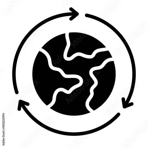 earth recycling glyph icon. global sustainability process. show prosess cycle