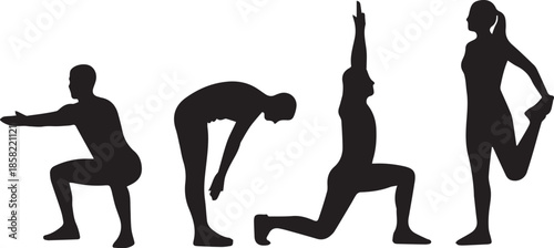 Vector illustration of a black silhouette of a woman in a yoga pose for fitness and sport training exercises
