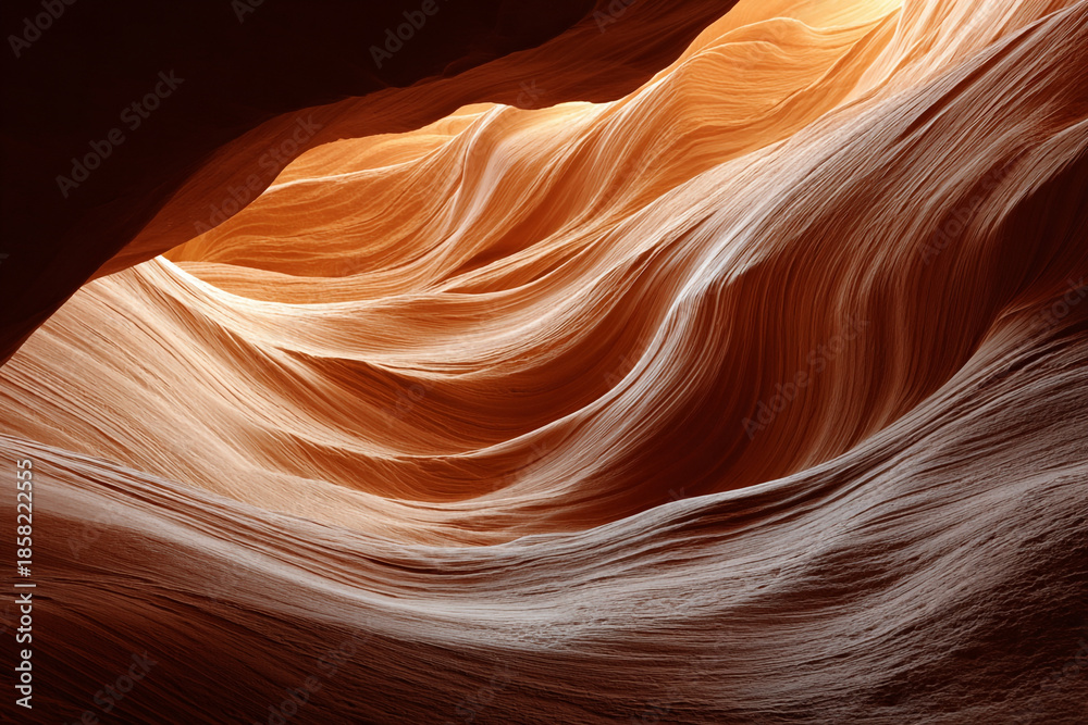 Obraz premium Wavy Sandstone Formations in a Slot Canyon with Warm Golden Light