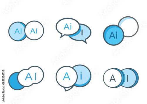 Illustration of overlapping shapes with text symbolizing aspects of artificial intelligence