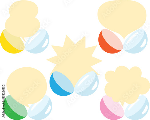 カプセルからアイデアが生まれる吹き出しイラスト｜ひらめき・発想・メッセージ表現