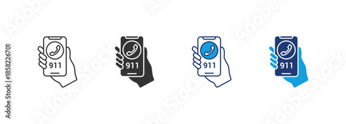 911 Icon Set Multiple Style Collection