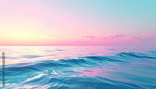 Vibrant Ocean Waves at Sunset with Pink and Blue Sky.
