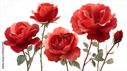 Wallpaper Mural set of red roses isolated on transparent background Torontodigital.ca