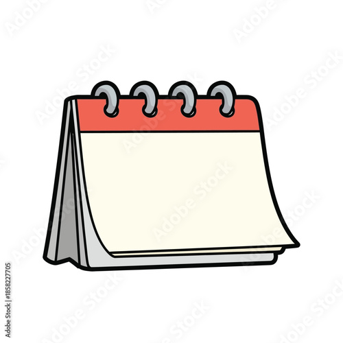 Colorful desktop calendar with rings.