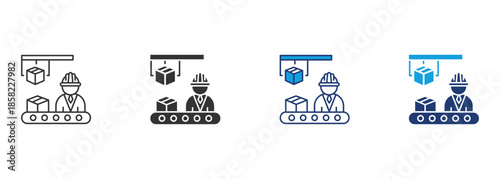 Mass Production Icon Set Multiple Style Collection