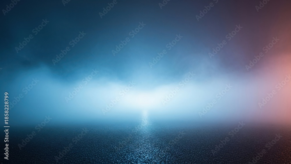 Fototapeta premium Mysterious foggy landscape with bright light beam