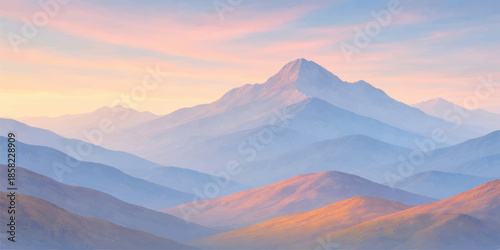 A breathtaking nature panorama of the sun rising and setting over snowy mountain peaks and misty valleys under a colorful winter sky