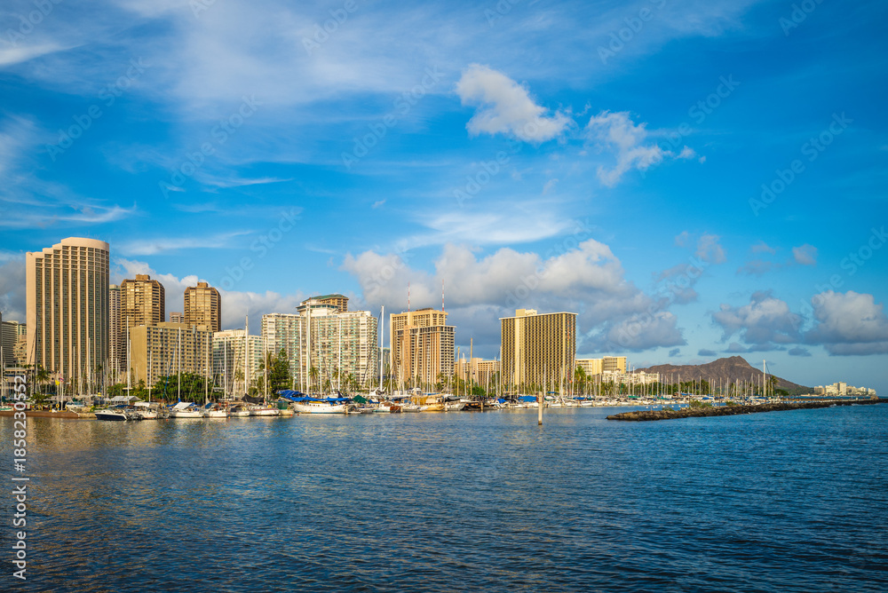 Obraz premium cityscape of honolulu in oahu island, hawaii, us