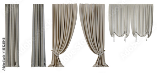 Wallpaper Mural Curtains 3 types for interior isolated PNG. 3d rendering Torontodigital.ca