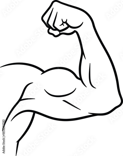 Line art silhouette of a strong arm biceps and fist symbolizing strength and power