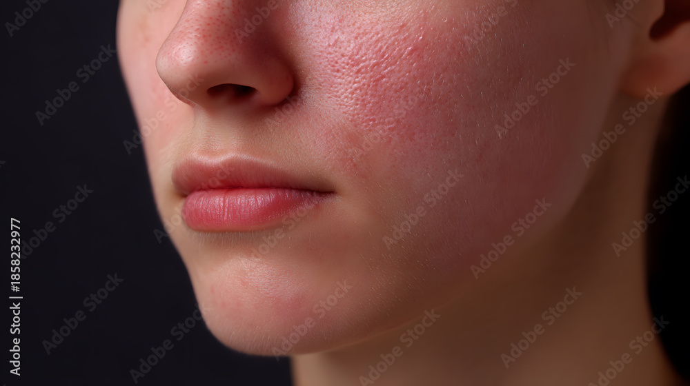 Obraz premium The Delicate Texture: A close-up study unveils the intricate textures of skin, capturing the beauty of human complexion with emphasis on subtle contours and shades.