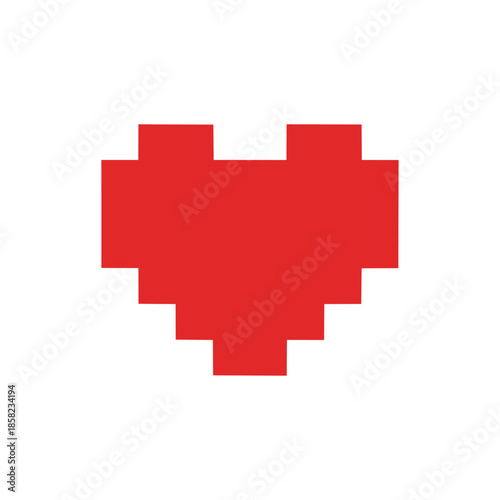Red Pixel Art Heart Logo Retro 8-Bit Gaming Icon