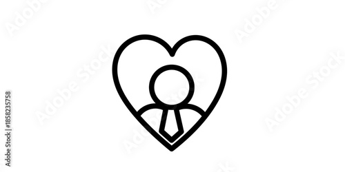 business profile line icon with love frame