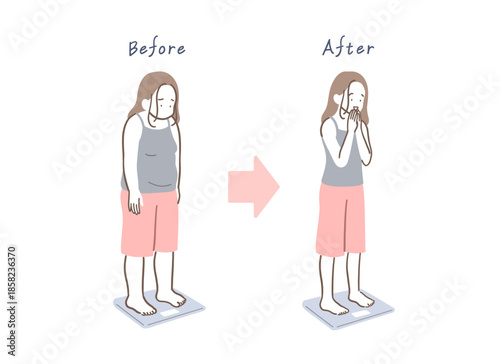 ダイエットに成功した女性のイラストセット