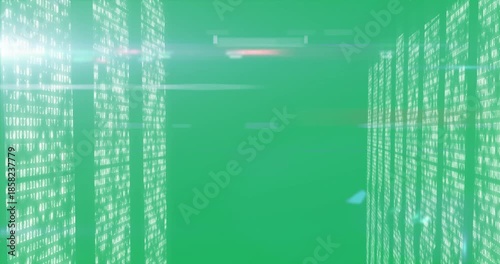 Server Hallway with lights on Alpha Channel