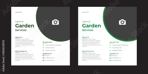 This editable social media flyer template enhances your garden services' online presence. It is perfect for promoting landscaping Lawn garden or landscaping service social media post and web banner te