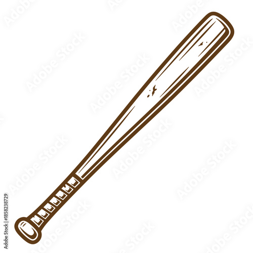 Vintage Brown baseball bat with a classic design and worn look for sports and leisure activities