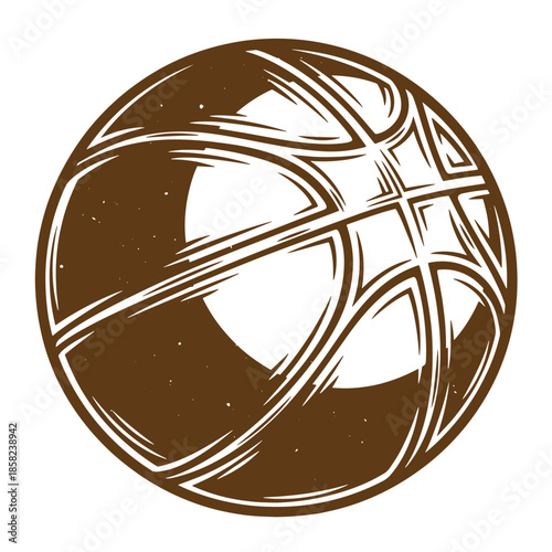 Vintage Brown basketball with white lines on a white background  sports equipment icon