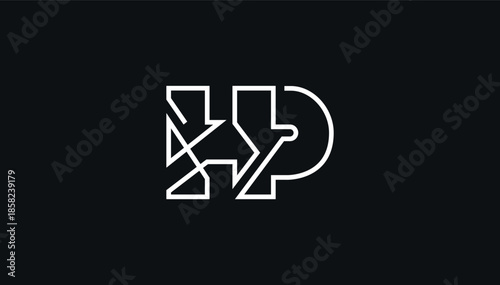 Tableau sur toile creative modern stylish connected alphabet letter hp logo design